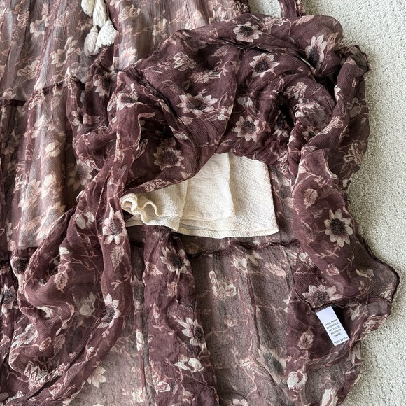 Christy Dawn The Paloma Dress Women S Rust Floral Tiered Sheer Boho $328 - Picture 12 of 14